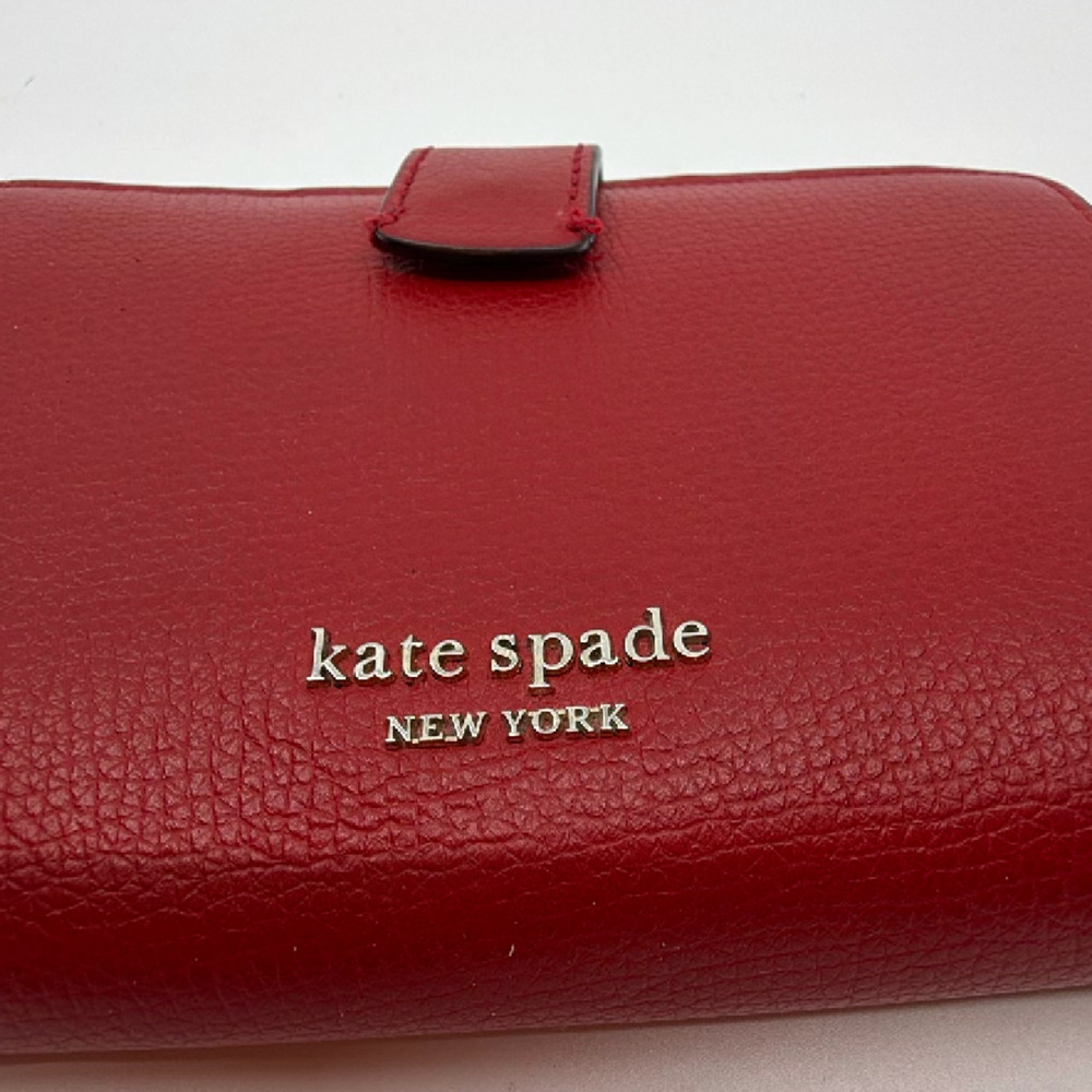 Kate Spade Bifold Wallet Red Pebbled Leather Wallet - Picture 2 of 8